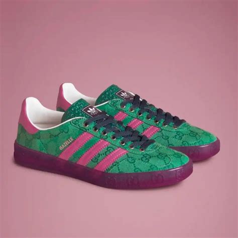 gucci adidas gazelle pink green|gucci adidas t shirts.